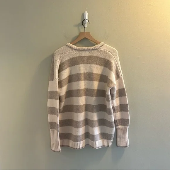 La Ligne Martha Cardigan Size Small Striped Wool Cashmere Sweater Nude Tan - Picture 7 of 11